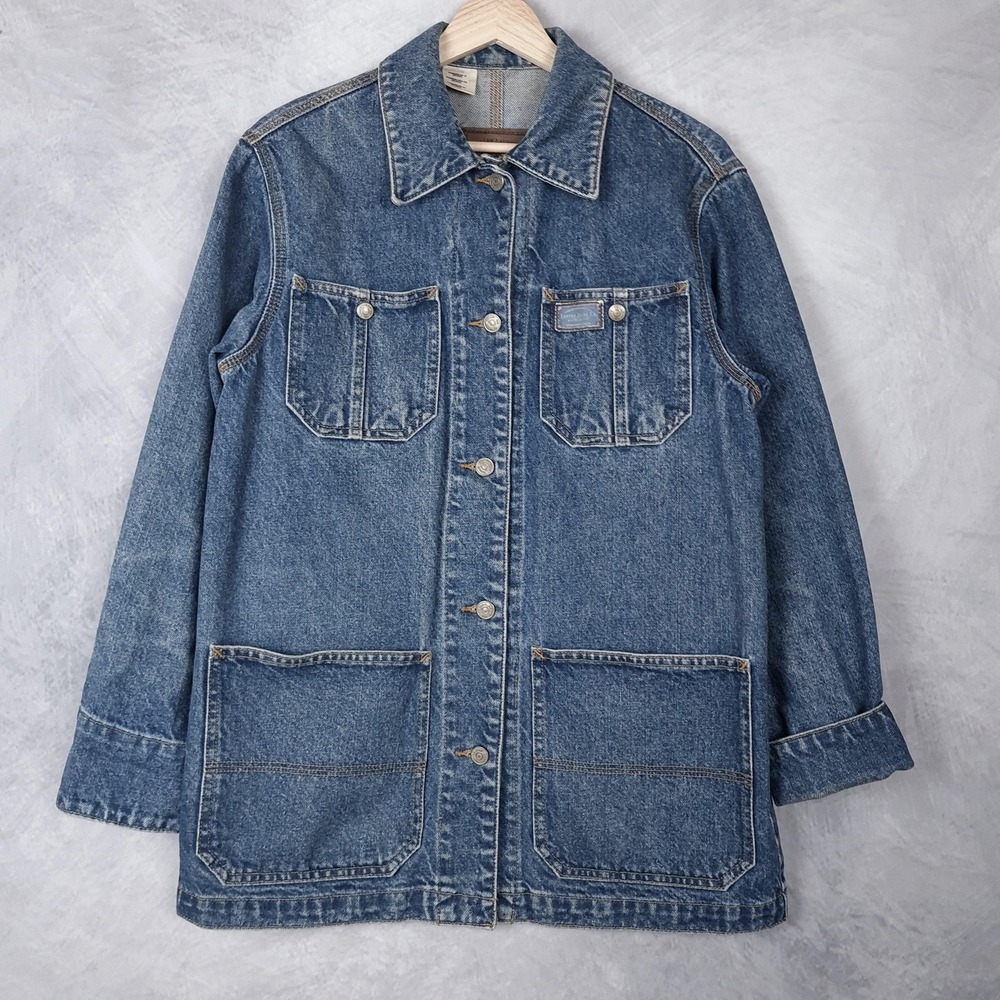 Vintage 90s Ralph Lauren LRL Chore Barn Coat Womens Small Denim Workwear Jacket
